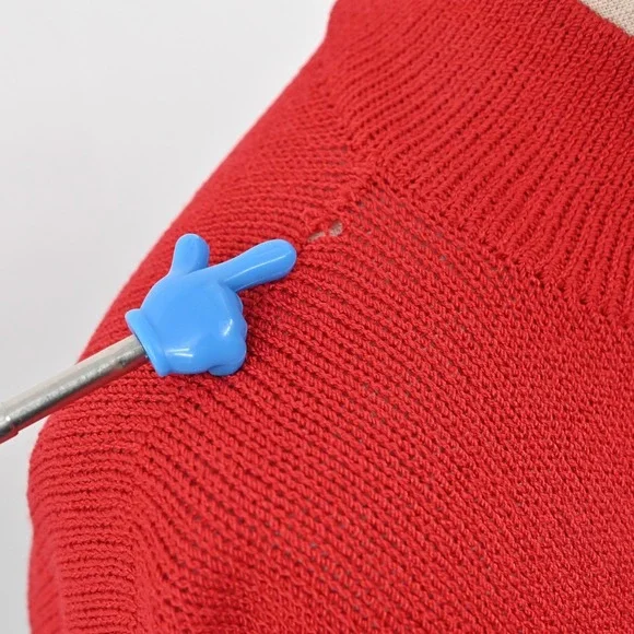 Vtg 80s ST JOHN Dress Size 8 Santana Knit Colorblock Red Black Mock Neck Shift - Picture 15 of 15